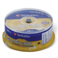  DVD+RW() VERBATIM 4,7Gb 4x 25 Cake Box 43489 (/-4894)