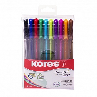 Ручка шариковая Kores K1-M, 10 цв/набор в пластиковом пенале Ручка шариковая Kores K1-M, 10 цв/набор в пластиковом пенале